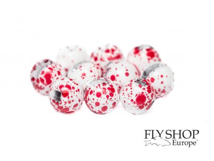 FS Europe Slotted Tungsten PLUS Beads Small Slot - Mottled Red White (10 Pack)