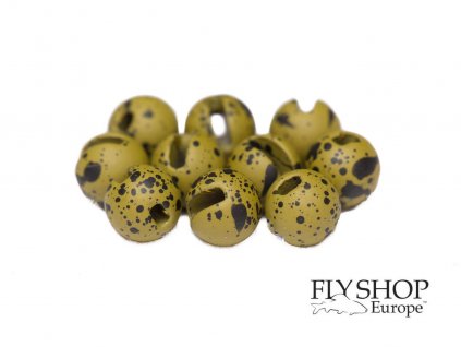 Tungstenové hlavičky FS Europe Slotted Tungsten PLUS Beads Small Slot - Mottled Matt Olive (10 Pack)