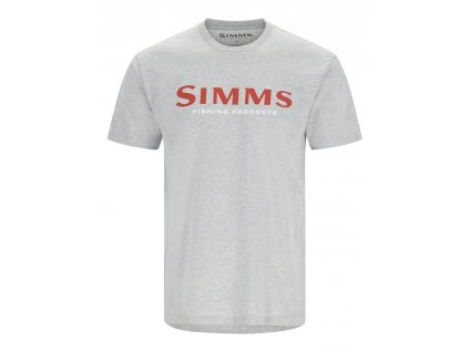 Simms Logo T-Shirt Grey Heather - Crimson