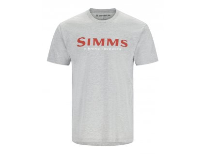 Tričko Simms Logo T-Shirt Grey Heather - Crimson