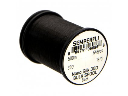 Semperfli Nano Silk 30D Black - Bulk 500m Spool