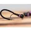 micro chenille worm fly blackout black tungsten bead fse588