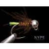 Jigová nymfa Brown Jig Nymph - Yellow Tag