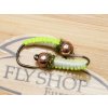 2tone woven caddis nymph chartreuse white fse323