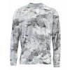 Tričko Simms Solarflex Crewneck Shirt - Cloud Camo Grey