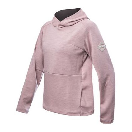 FLS11006864 sensor merino upper cestovatelska damska mikina s kapucnou prachovo ruzova