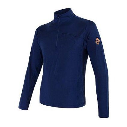 FLS11000424 sensor merino extreme panske tricko dl rukav zips tm modra