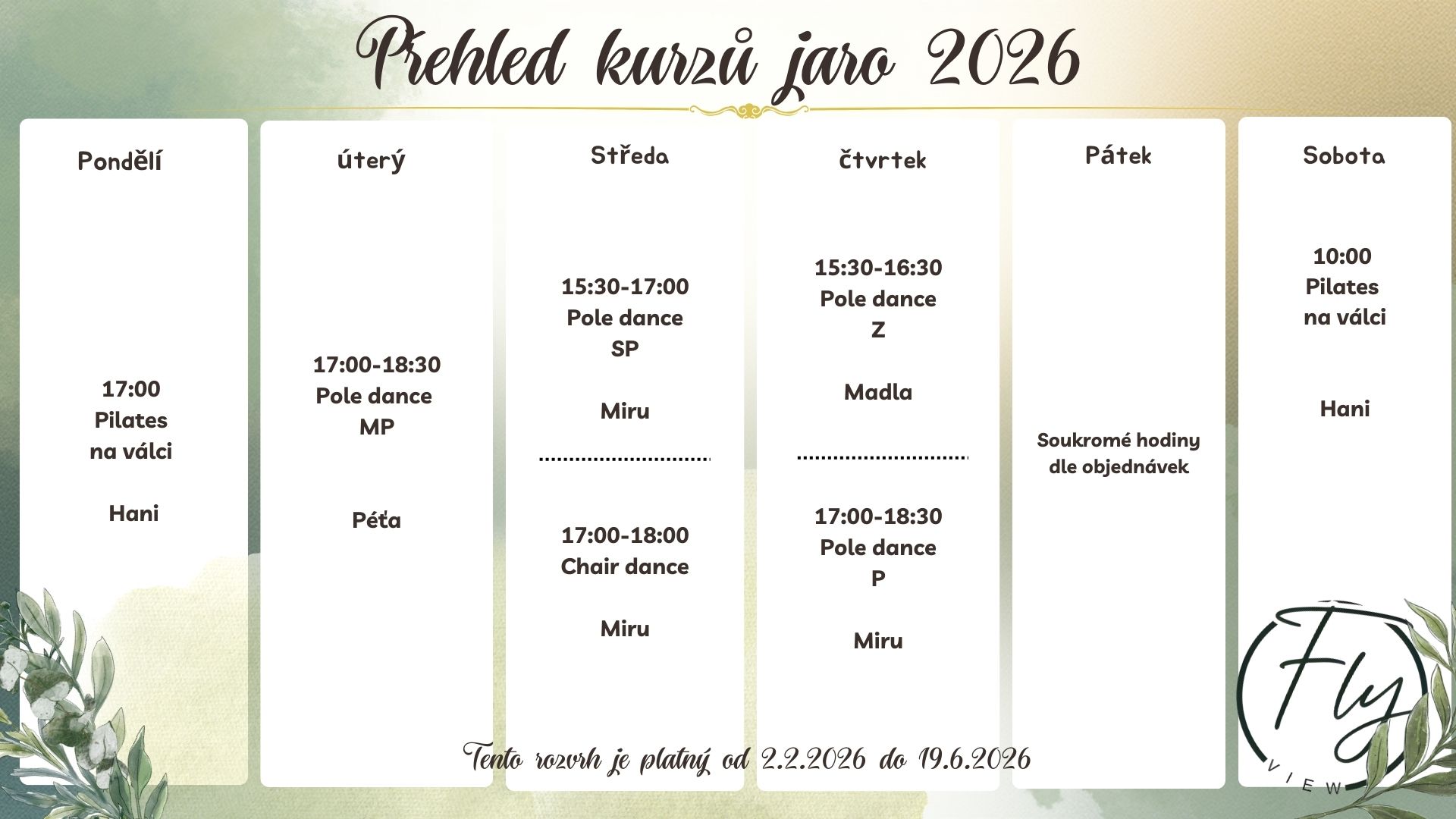 Přehled kurzů jaro 2026
