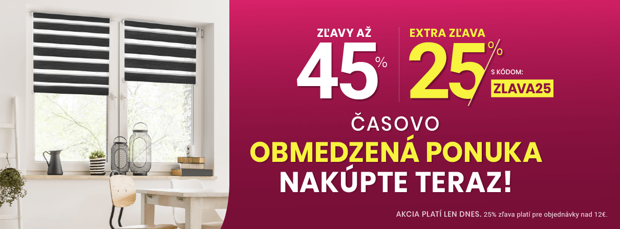 Zľavy až 45 % + naviac zľava 25 %