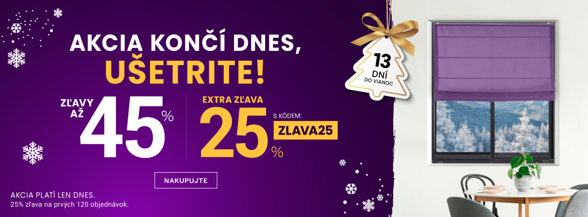 Zľavy až 45 % + naviac zľava 25 %