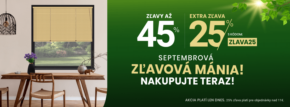 Zľavy až 45 % + naviac zľava 25 %