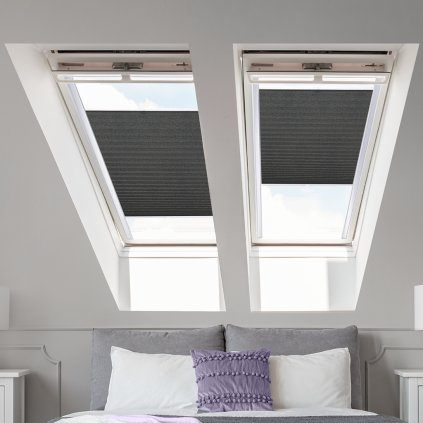 Roleta Plisé na strešné okná, s profilom Decor, Blackout, Čiernosivý mělír, P 11313 (Šírka 100 cm, Výška 100 cm)