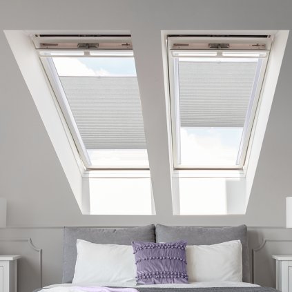 Roleta Plisé na strešné okná, s profilom Decor, Blackout, Šedobielý melír, P 11309 (Šírka 100 cm, Výška 100 cm)