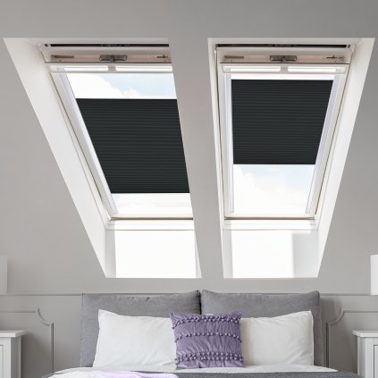 Roleta Plisé na strešné okná, s profilom Decor, DUO Blackout, Čierná, P 0700 (Šírka 100 cm, Výška 100 cm)