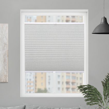 Roleta Plisé, Priesvitná, Šedobiely melír, P 11303 (Šírka 100 cm, Výška 100 cm)