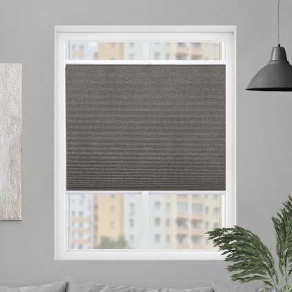 Roleta Plisé, Priesvitná, Hnedosivý melír, P 11365 (Šírka 100 cm, Výška 100 cm)