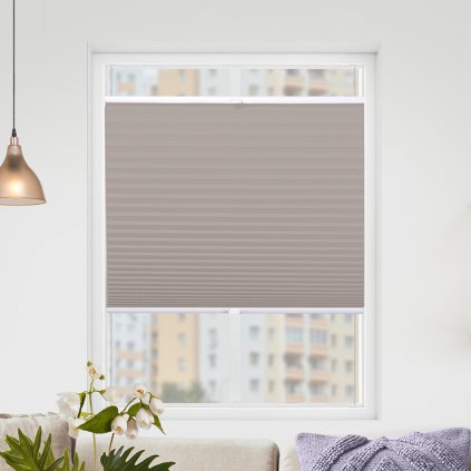 Roleta Plisé, Nepriehľadná, Tmavo béžová, P 255 (Šírka 100 cm, Výška 100 cm)