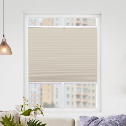 Roleta Plisé, s profilom Decor, Nepriehľadná, Slonová kosť, P 253 (Šírka 100 cm, Výška 100 cm)
