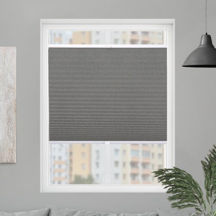 Roleta Plisé, s profilom Decor, Priesvitná, Šedobéžový melír, P 11370 (Šírka 100 cm, Výška 100 cm)