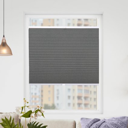 Roleta Plisé, s profilom Classic, Blackout, Sivý melír, P 11312 (Šírka 100 cm, Výška 100 cm)