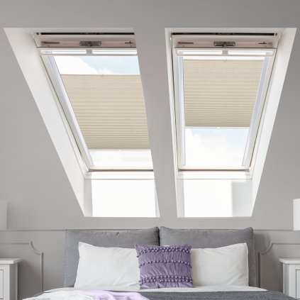 Roleta Plisé na střešní okna, s profilem Decor, Blackout, Béžový melír, P 11308