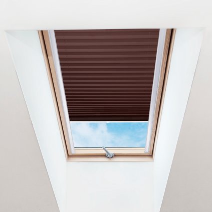 Roleta Plisé na střešní okna, s profilem Classic, Průsvitná, Čokoládová, P 007 detail