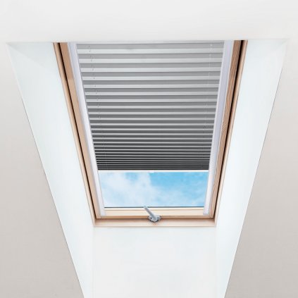 Roleta Plisé na střešní okna, s profilem Decor, Průsvitná,  Ocelově šedá, P 009 detail