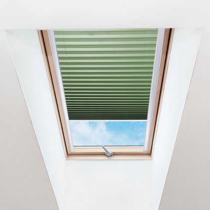 Roleta Plisé na střešní okna, s profilem Decor, Průsvitná, Tmavě zelená, P 019 detail
