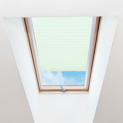 Roleta Plisé na střešní okna, s profilem Decor, Průsvitná, Světle zelená, P 020 detail