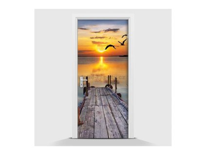 Samolepící fototapeta - Západ slunce a molo 95 x 210cm