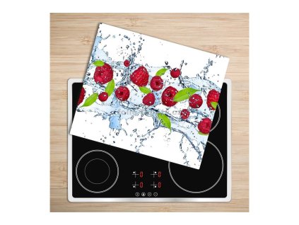 Skleněná deska - 5D38603136 - Maliny ve vodě 60 x 52 cm