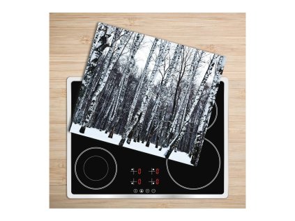 Skleněná deska - 5D76031939 - Břízy v zimě 60 x 52 cm