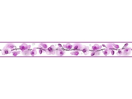 Bordura na zeď samolepicí - Květ orchideje fialový