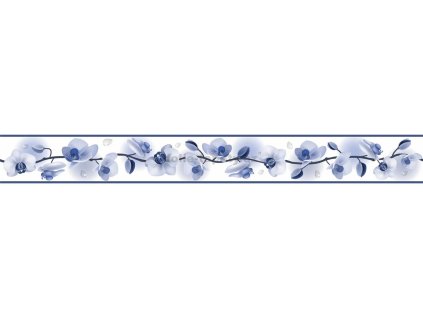 Bordura na zeď samolepicí - Květ orchideje modrá