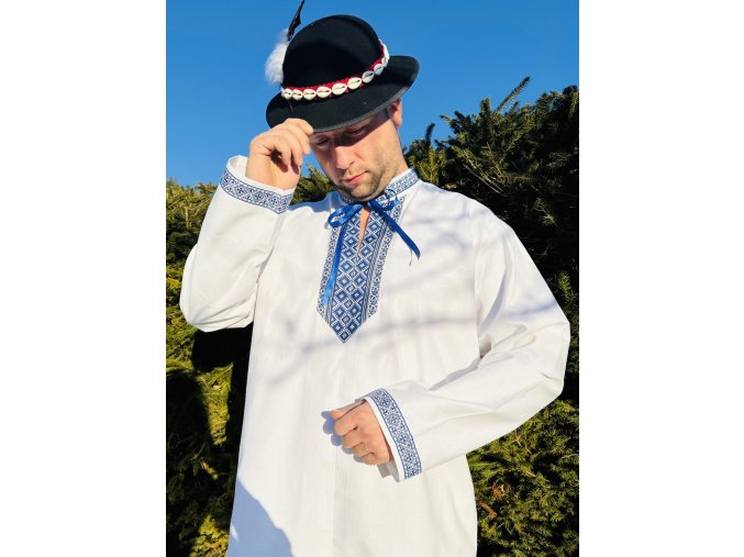 Pánska folklórna košeľa Anton v modrom