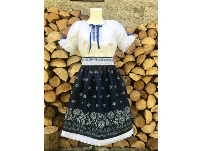 Dámsky folklórny komplet Mária v tmavomodrej