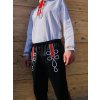 Pánske folklórne nohavice čierne (bielo-červené zdobenie)
