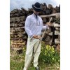 Pánske folklórne nohavice smotanové (zeleno-červené zdobenie)