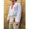 Pánske folklórne nohavice smotanové (čierno-červené zdobenie)