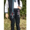Folklórne nohavice tmavomodré (bielo-červené zdobenie)