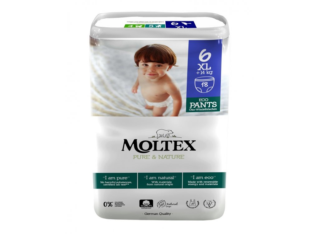 Moltex Pure & Nature Natahovací plenkové kalhotky Junior XL 14 kg+ 18 ks