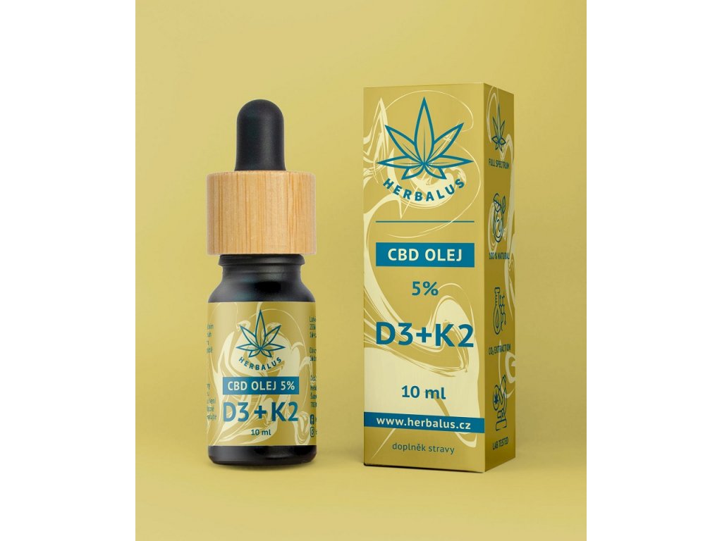 Herbalus CBD olej 5% s vitamíny D3+K2 10 ml
