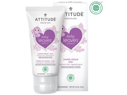 Attitude Baby Leaves Zinkový krém na opruzeniny bez vůně 75 ml