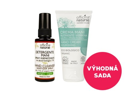 Officina Naturae Výhodná sada Dezinfekční prostředek na ruce Bio 50 ml + Krém na ruce verbena 50 ml