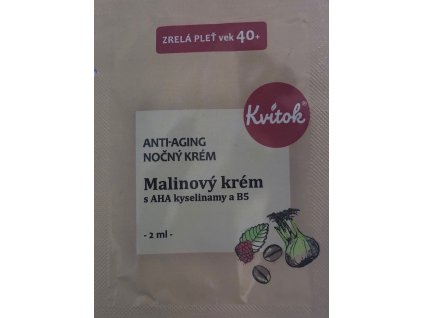 Kvitok VZOREK Noční malinový krém s AHA kyselinami pro zralou pleť 40+ Bio 2 ml