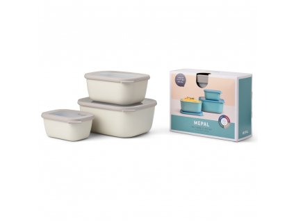Uprava fotografie Mepal Set misek Cirqula Rectangular Nordic White 750 +1500 + 3000 ml