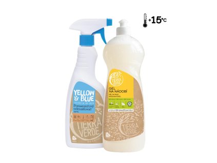 Yellow & Blue Výhodná sada Gel na nádobí BIO citron 1 l + Pomerančový odmašťovač sprej 750 ml