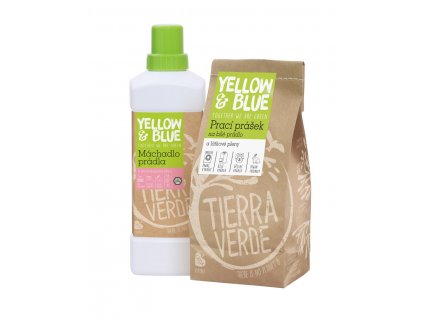 Yellow & Blue Výhodná sada Prací prášek na bílé prádlo a pleny 850 g + Máchadlo prádla 1 l