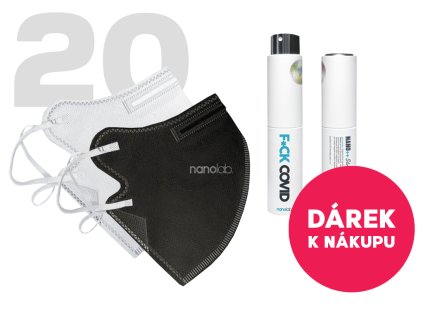 Nanolab 20 ks respirátorů FFP2 černý a bílý + Dárek kapesní dezinfekce F*CK COVID