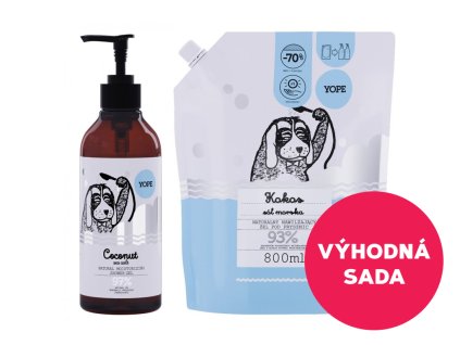 Výhodná sada Yope Sprchový gel Kokos a mořská sůl 400 ml + náplň 800 ml
